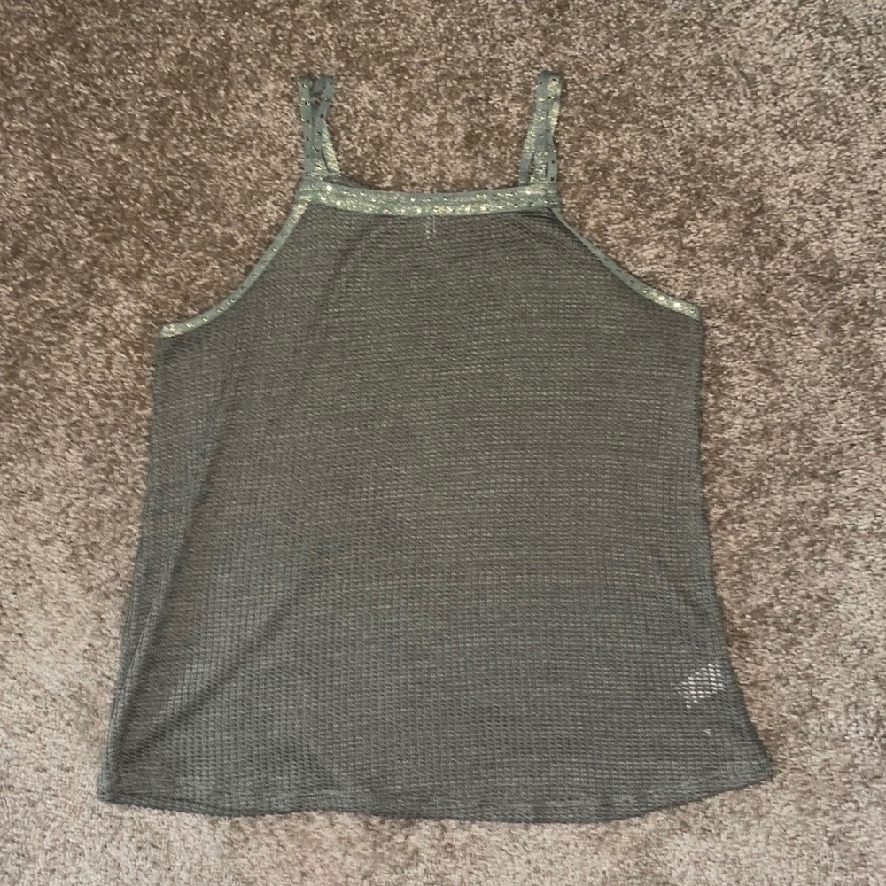 maurice’s olive green double strap crochet tank top